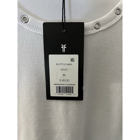 Frye Women’s Scoop Neck Short Sleeve  T-Shirt With Gromets White Sz XL N… - Picture 4 of 11